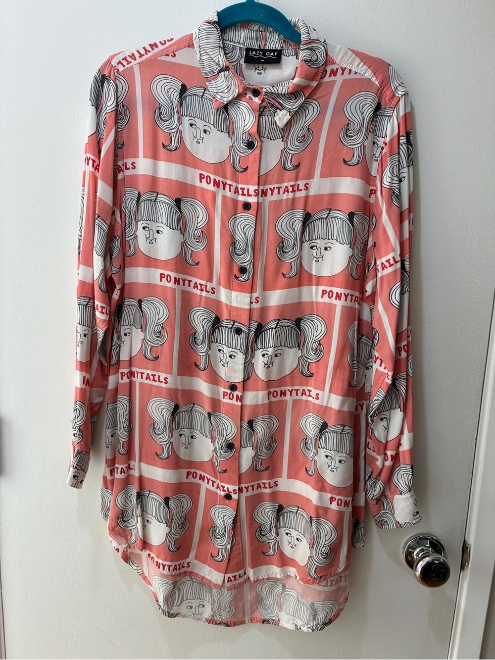 Oversized “Pigtails” button-down shirt
